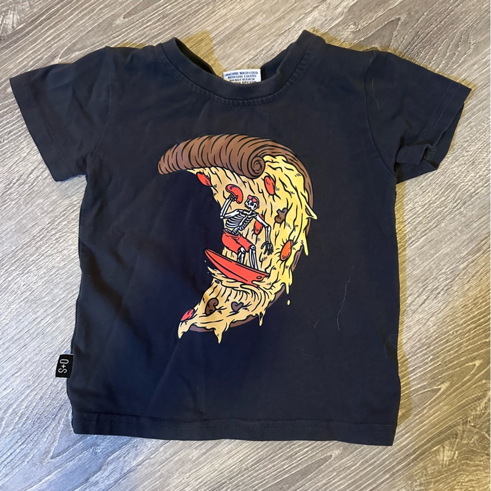 Olive & Scout Toddler Boy Black Graphic Tee with Surfing Design